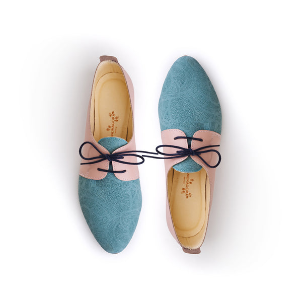 Green and nude Mandragora design shoes